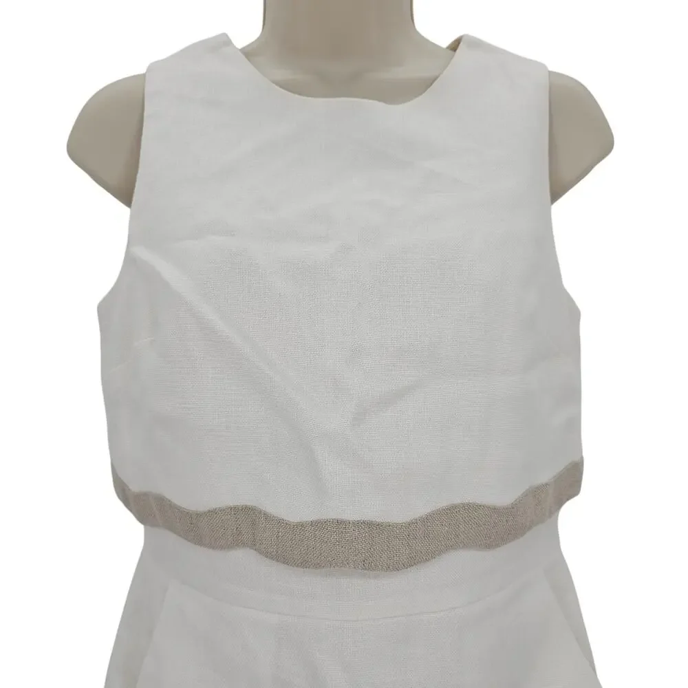 J. Crew Womans size 2 Going Places Knee Length  Linen Tank Dress Ivory G4446